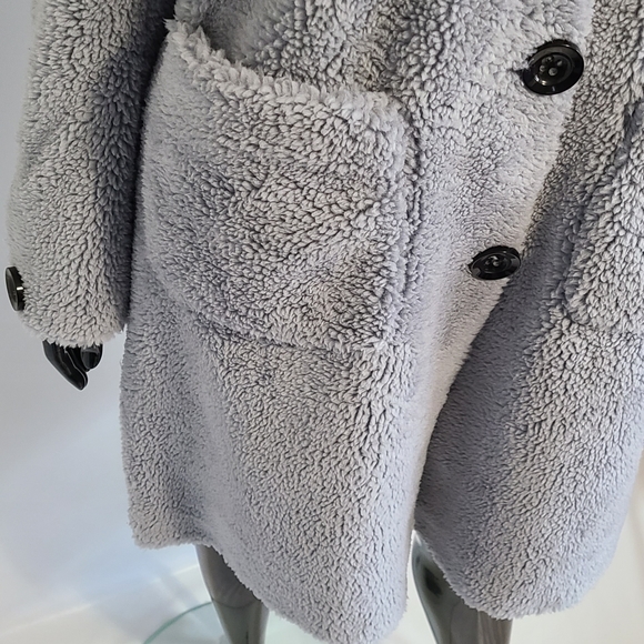 *New* Only Accessories Faux Sherpa Jacket BLUE M/L - Picture 4 of 5